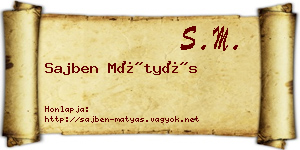 Sajben Mátyás névjegykártya