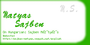 matyas sajben business card